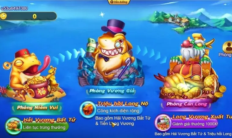 Hướng Dẫn Cách Chơi Bắn Cá Royal Fishing Tại Hay88 Hiệu Quả 2 Các phòng chơi trong game Bắn Cá Royal Fishing Tại Hay88