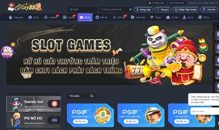 Sảnh Nổ Hũ Hay88 thiết kế giao diện đẹp, chuyên nghiệp